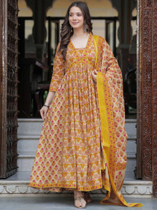 Mizaz Women Pure Cotton Kurta Pant Dupatta