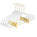 MIZGI Premium Velvet Pants Hangers with Adjustable Clips (Pack of 20) Slim Skirt Hangers- Non Slip Felt Outfit Dress Hangers White - Gold Hooks,Space Saving Shirt Clothes Hangers