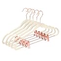 MIZGI Premium Velvet Pants Hangers with Clips (Pack of 20) - Slim Skirt Hangers - Non Slip Felt - Ivory - Copper/Rose Gold Hooks - Space Saving Shirt Clothes Hangers