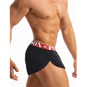 MIZOK Mens Slit Side Bodybuilding Shorts Breathable