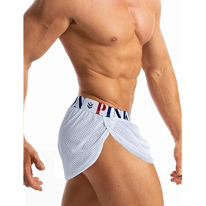 MIZOK Mens Slit Side Bodybuilding Shorts Breathable