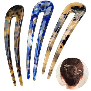 3 pack french hair forks tortoise shell u shape updo for thin thick hair classic cellulose acetate 2 prong bun vintage hairstyle accessories