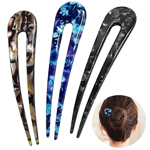 3 pieces large u shaped hair pins for girls hairstyle acetate french style hair sticks forks vintage updos buns hair pins clips for thicker hair 47