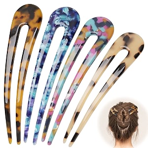 4 pcs french style cellulose acetate tortoise shell hair pins u shaped hairpins hair stick hair accessories for women to fixing and decorating hair forks