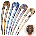 4 Pcs French Style Cellulose Acetate Tortoise Shell Hair Pins U Shaped Hairpins Hair Stick Hair Accessories For Women To Fixing And Decorating Hair Forks