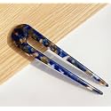 Tortoise Shell French Hair Fork U Shape Clips for Thin Thick Hair, 4.7 inch Classic Cellulose Acetate 2 Prong Bun Hair Sticks Chignon