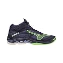 Mizuno Wave LightningZ7 Mid Volleyball Shoes for Men &amp; Woman Ideal for Indoor Games (Badminton, Tennis, Volleyball, Squash, Handball) Volleyball Shoes Evening Blue + Techno Green + Iolite