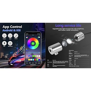 mizzeo interior car led strip lights with app access and remote control rgb 5 in 1 lighting kits with 16 million color and sync to music compatible with tata punch 2021