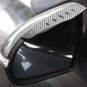 mizzeo mirror rain visor 3r-2156 carbon black pack of 2 rear view side mirror rain eyebrow auto side mirror cover for mahindra xuv 700