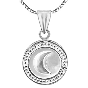 mj 925 small size chand suraj hai chaku crescent moon design pure 925 sterling silver pendant with certificate of authenticity  chandi pendant only