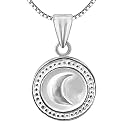 MJ 925 Small Size Chand Suraj Hai Chaku Crescent Moon Design Pure 92.5 Sterling Silver Pendant With Certificate of Authenticity | Chandi Pendant Only
