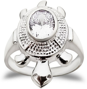 MJ 925 White CZ Embellished Tortoise Turtle
