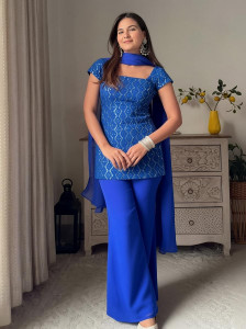 MJENTERPRISE Women Kurti Palazzo Dupatta Set