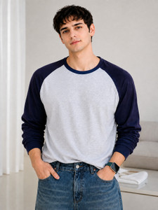 MK Digital Colorblock Men Round Neck Grey