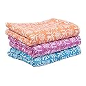 (PurpleCrown), Pack of 3pieces Pure Breathable Cotton and high Absorbent Block Print Cribsheet for Newborn Babies, Swaddler Cum Comforter for Infants.(Children: L, 100cmx80cm, Green)