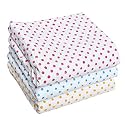 (PurpleCrown), Pack of 3pieces Pure Breathable Cotton and high Absorbent Block Print Cribsheet for Newborn Babies, Swaddler Cum Comforter for Infants.(Children: S, 65cmx50cm, Blue)