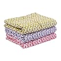 (PurpleCrown), Pack of 3pieces Pure Breathable Cotton and high Absorbent Block Print Cribsheet for Newborn Babies, Swaddler Cum Comforter for Infants.(Children: L, 100cmx80cm, Purple)