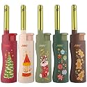MK Lighter Collector’s Edition Refillable Candle – Multipurpose Jet Flame Butane with Long Wand for Indoor &amp; Outdoor Use Gift Couples Friends Family (Warm Wishes-5PC)