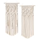 Mkono 2 Pcs Macrame Wall Hanging, Boho Woven Chic Tapestry Decor, Ivory