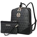 MKP Women's Fashion Medium Backpack Purse Set - 2Pcs PU Leather Shoulder Bag with Double Zipper for Travel and Daily Use