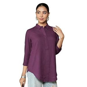 Mlada Hemline Solid Shirts for Women