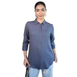Mlada Hemline Solid Shirts for Women