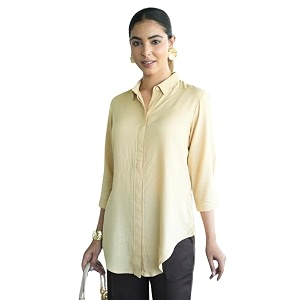Mlada Hemline Solid Shirts for Women