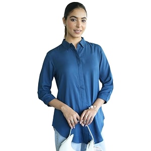 Mlada Hemline Solid Shirts for Women