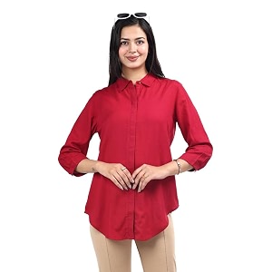 Mlada Hemline Solid Shirts for Women
