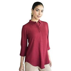 Mlada Hemline Solid Shirts for Women