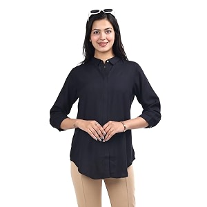 Mlada Hemline Solid Shirts for Women