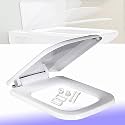 MLD Soft Close &amp; Noise Proof Toilet Seat Cover | Hydraulic | Rectangular Shape With Rounded Edges European Polypropylene HSQT4049 (Color-White,Plastic)