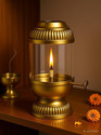 MLS HANDICRAFTS Divya Jyot Adjustable Brass Oil Lamp Brass Table Diya