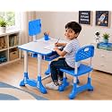 MLU Adjustable Kids Study Table & Chair Set with Book Holder, Storage Tray & Tablet Stand | Height Adjustable Ergonomic Desk for Kids