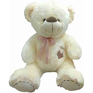 bear plush with satin bow cream colour 50cm - 50 cm cream toys for kids toys pillow baby products kids toys toys for girls teddy bear baby toys new born baby products all toys for boys toy soft toys soft toys for girls toys for 1 year old gifts teddy bear