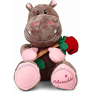 cute hippo plush with red rose 27 cm - 27 cm multicolor toys for kids toys pillow baby products kids toys toys for girls teddy bear baby toys new born baby products all toys for boys toy soft toys soft toys for girls toys for 1 year old gifts teddy bear
