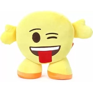 standing emoji face with stuck out tongue and winking eye plush - 30 cm yellowtoys for kids toys pillow baby products kids toys toys for girls teddy bear baby toys new born baby products all toys for boys toy soft toys soft toys for girls toys for 1 year old gifts teddy bear