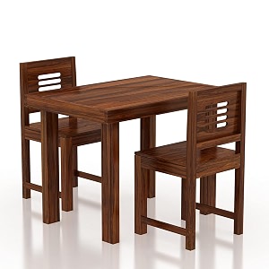 sheesham wood 2 seater dining table 2 chairs without cushion  wooden dining room set dinner table furniture for living room home restaurant - mahogany finish
