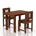 Sheesham Wood 2 Seater Dining Table 2 Chairs Without Cushion | Wooden Dining Room Set Dinner Table Furniture for Living Room Home Restaurant - Mahogany Finish