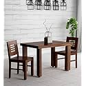 Sheesham Wood 2 Seater Dining Table 2 Chairs Without Cushion | Wooden Dining Room Set Dinner Table Furniture for Living Room Home Restaurant - Teak Finish