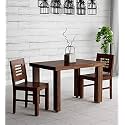 Sheesham Wood 2 Seater Dining Table 2 Chairs Without Cushion | Wooden Dining Room Set Dinner Table Furniture for Living Room Home Restaurant - Honey Finish