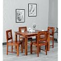 Sheesham Wood 4 Seater Dining Table with Wooden Top Chair Four Seater Wooden Dining Room Set Dinner Table Furniture for Living Room Home Restaurant Honey Finish