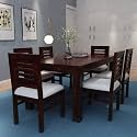 Sheesham Wood 6 Seater Dining Table with Cushion Chair Six Seater Wooden Dining Room Set Dinner Table Furniture for Living Room Home Restaurant (Mahogany)