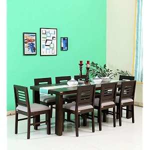 sheesham wood 8 seater dining table with cushion chairs wooden dining chair and table set for dinner room  solid wood dining room sets for home restaurant - walnut finish