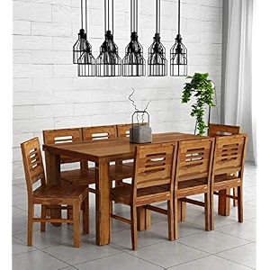 sheesham wood 8 seater dining table with chairs wooden dining chair and table set for dinner room  solid wood dining room sets for home restaurant - teak finish