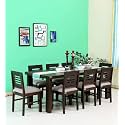 Sheesham Wood 8 Seater Dining Table with Cushion Chairs Wooden Dining Chair and Table Set for Dinner Room || Solid Wood Dining Room Sets for Home Restaurant - Walnut Finish