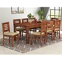 Sheesham Wood 8 Seater Dining Table with Cushion Chairs Wooden Dining Chair and Table Set for Dinner Room || Solid Wood Dining Room Sets for Home Restaurant - Honey Finish