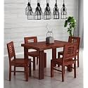 Sheesham Wood CNC 4 Seater Dining Table 4 Chairs with Top | Wooden Dining Room Sets Dinner Table Furniture for Living Room Home Hotels - MOHOGNY Finish