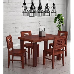 sheesham wood urban 4 seater dining table 4 chairs without cushion  wooden dining room sets dinner table furniture for living room home hotels - mahogany finish