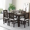 Sheesham Wood Urban 6 Seater Dining Table 6 Chairs Without Cushion | Wooden Dining Room Sets Dinner Table Furniture for Living Room Home Hotels - Walnut Finish